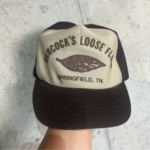 Vintage SnapBack tan brown unstructured hat ‘Hancocks loose flour’